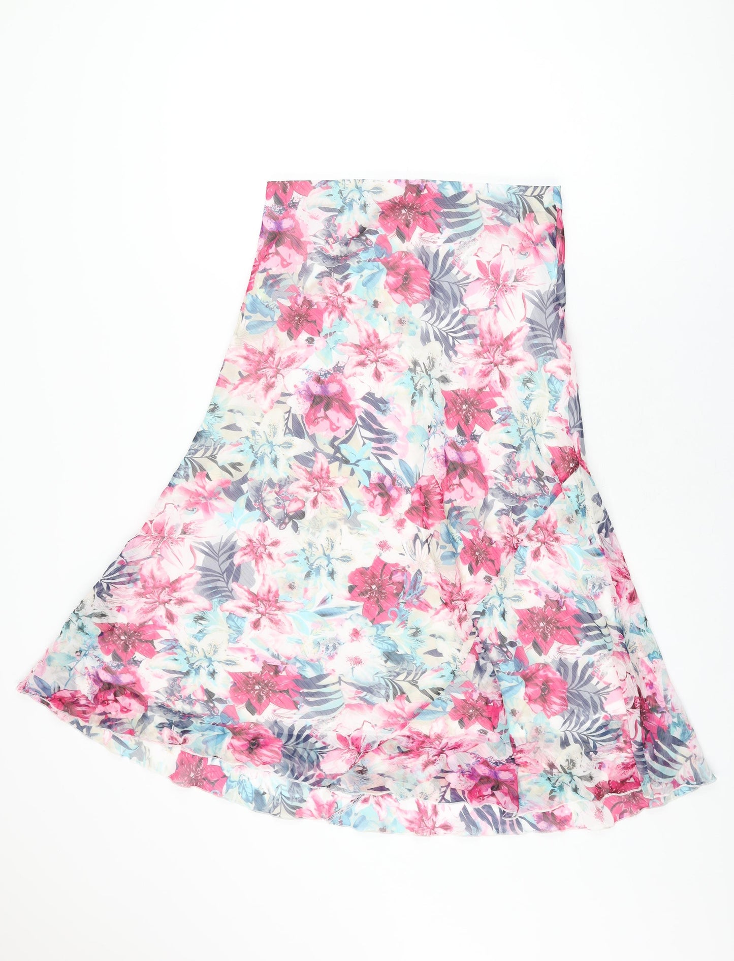 Isle Womens White Floral Polyester Flare Skirt Size 12