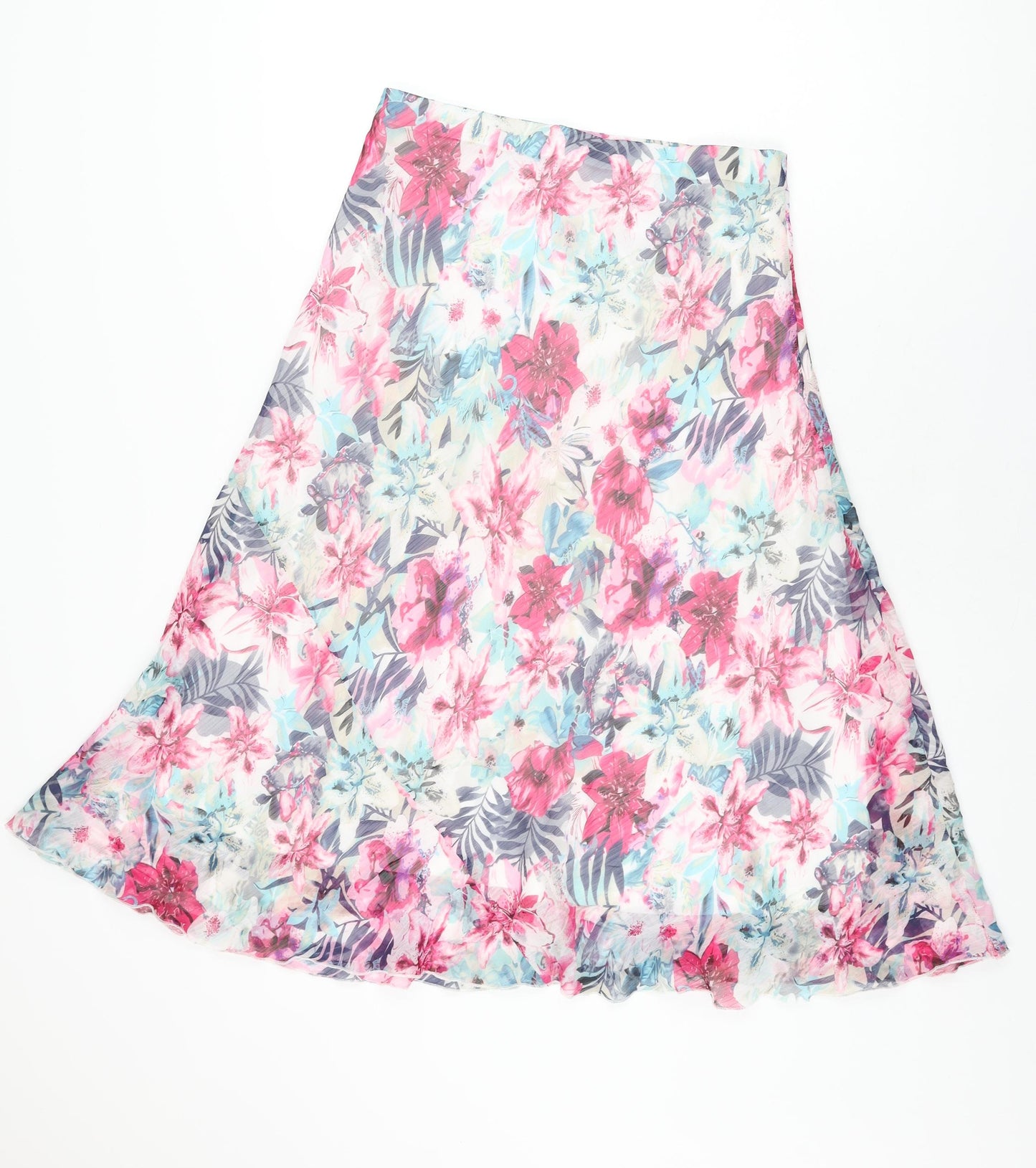 Isle Womens White Floral Polyester Flare Skirt Size 12