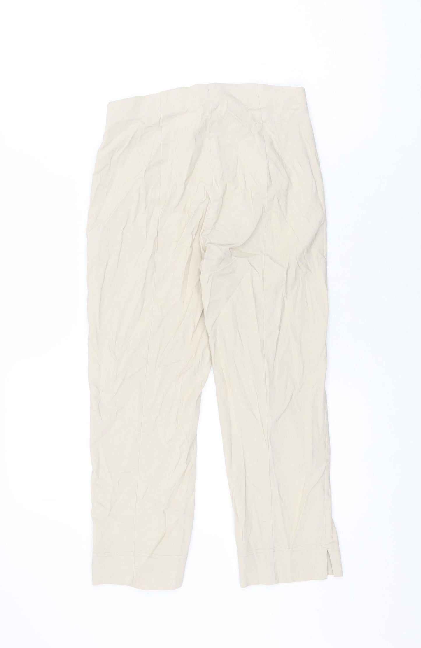 Robell Womens Beige Viscose Cropped Trousers Size 6 L21.5 in Regular