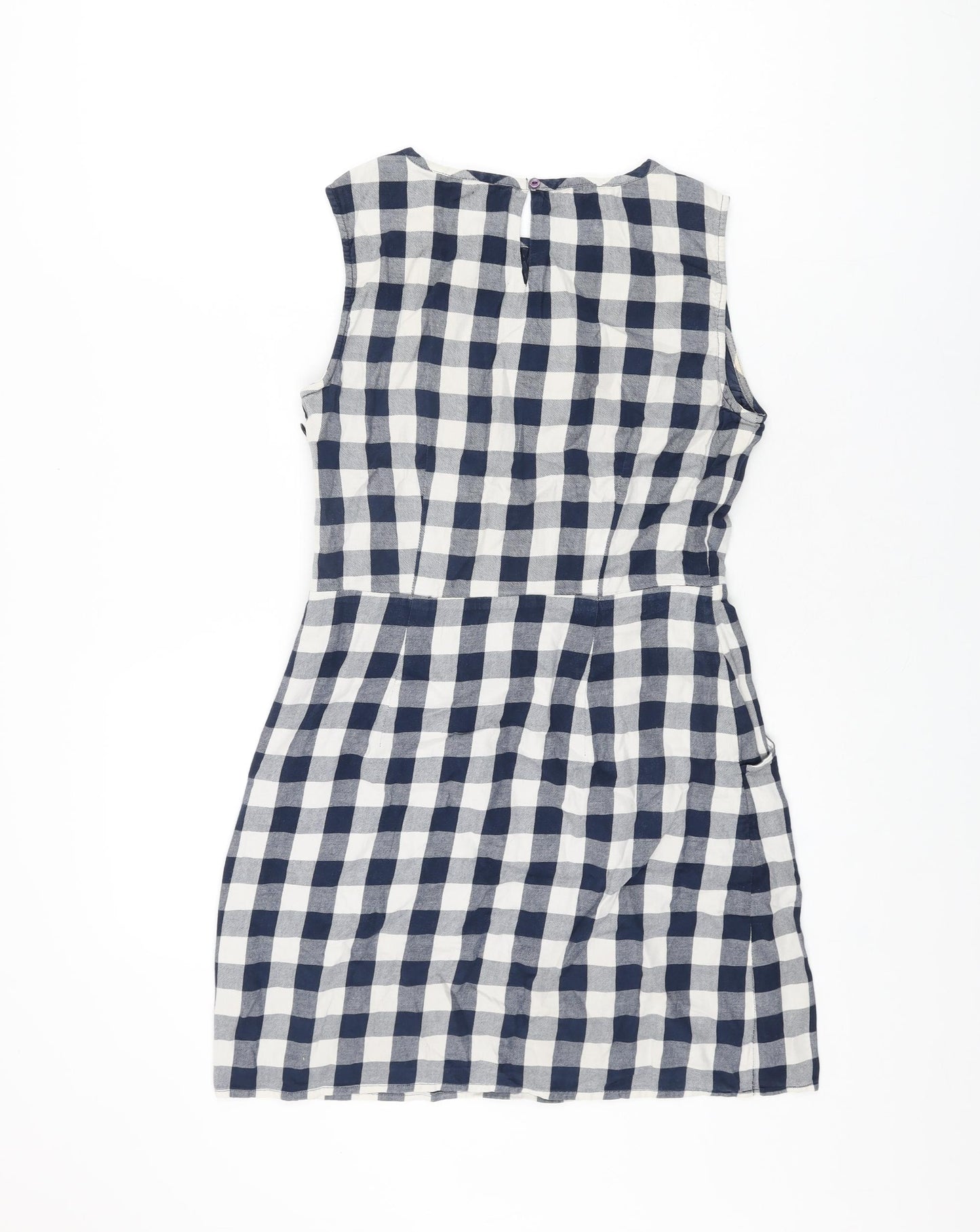 Jack Wills Womens Blue Gingham Cotton Mini Size 10 Round Neck Zip