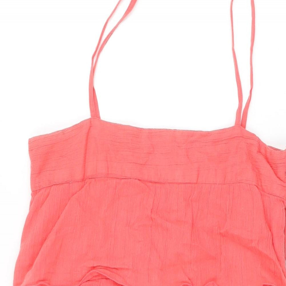 Topshop Womens Pink Cotton Shift Size 10 Square Neck Zip