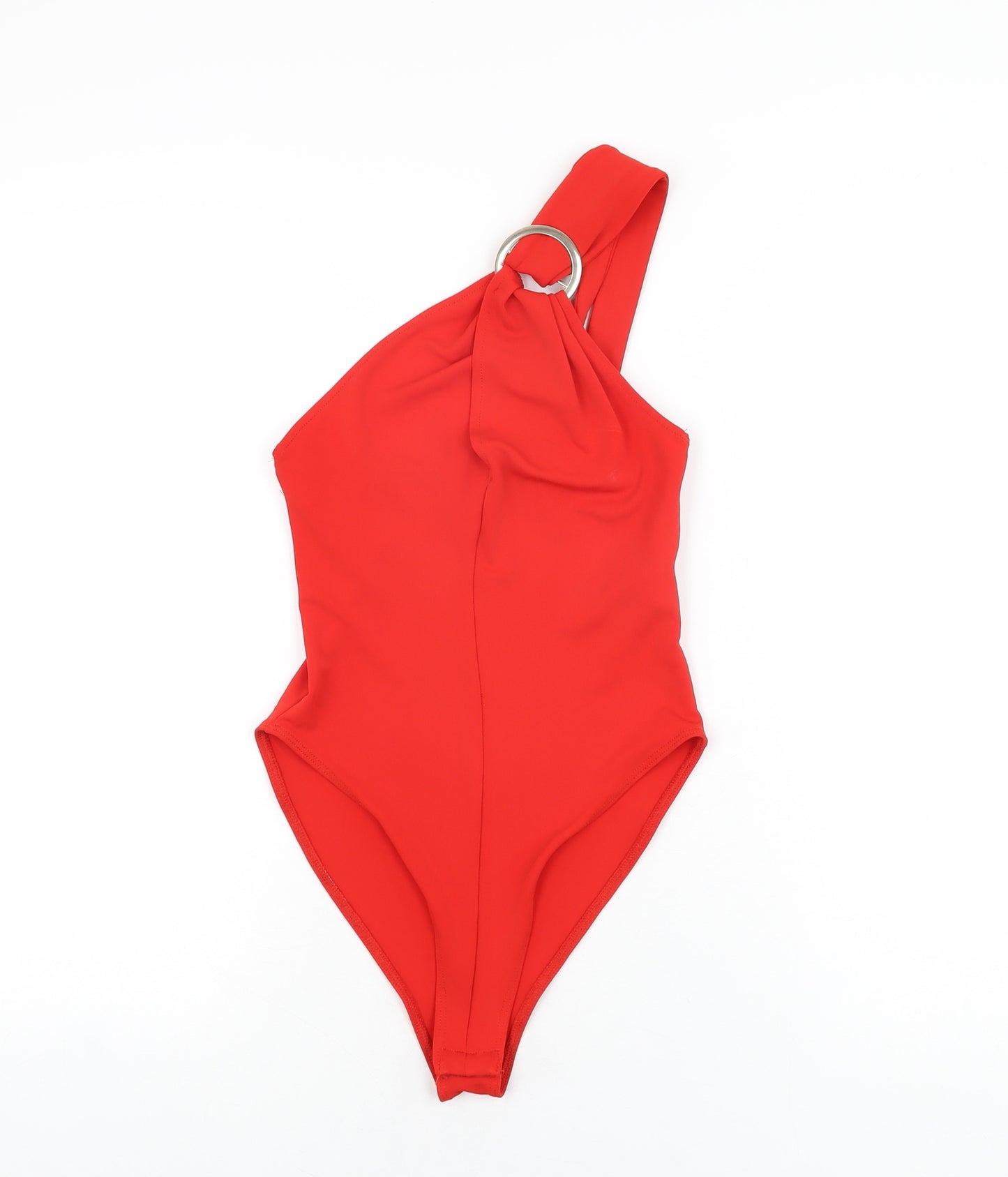 Zara Womens Red Polyester Bodysuit One-Piece Size S Snap