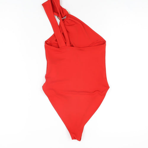 Zara Womens Red Polyester Bodysuit One-Piece Size S Snap