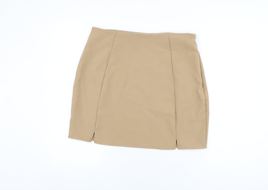 Boohoo Womens Beige Polyester Mini Skirt Size 16 Zip