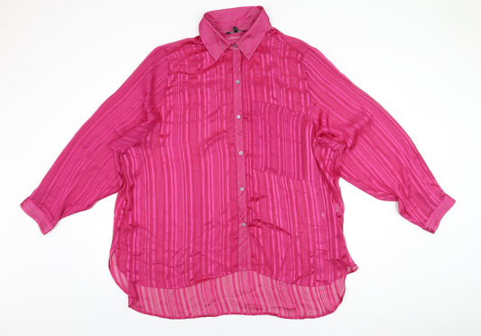 NEXT Womens Pink Polyester Basic Button-Up Size 20 Collared