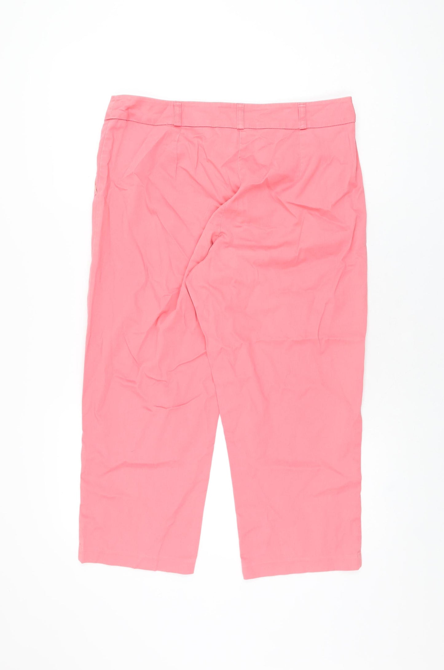 Woolworths Womens Pink Cotton Capri Trousers Size 12 L22 in Regular Zip