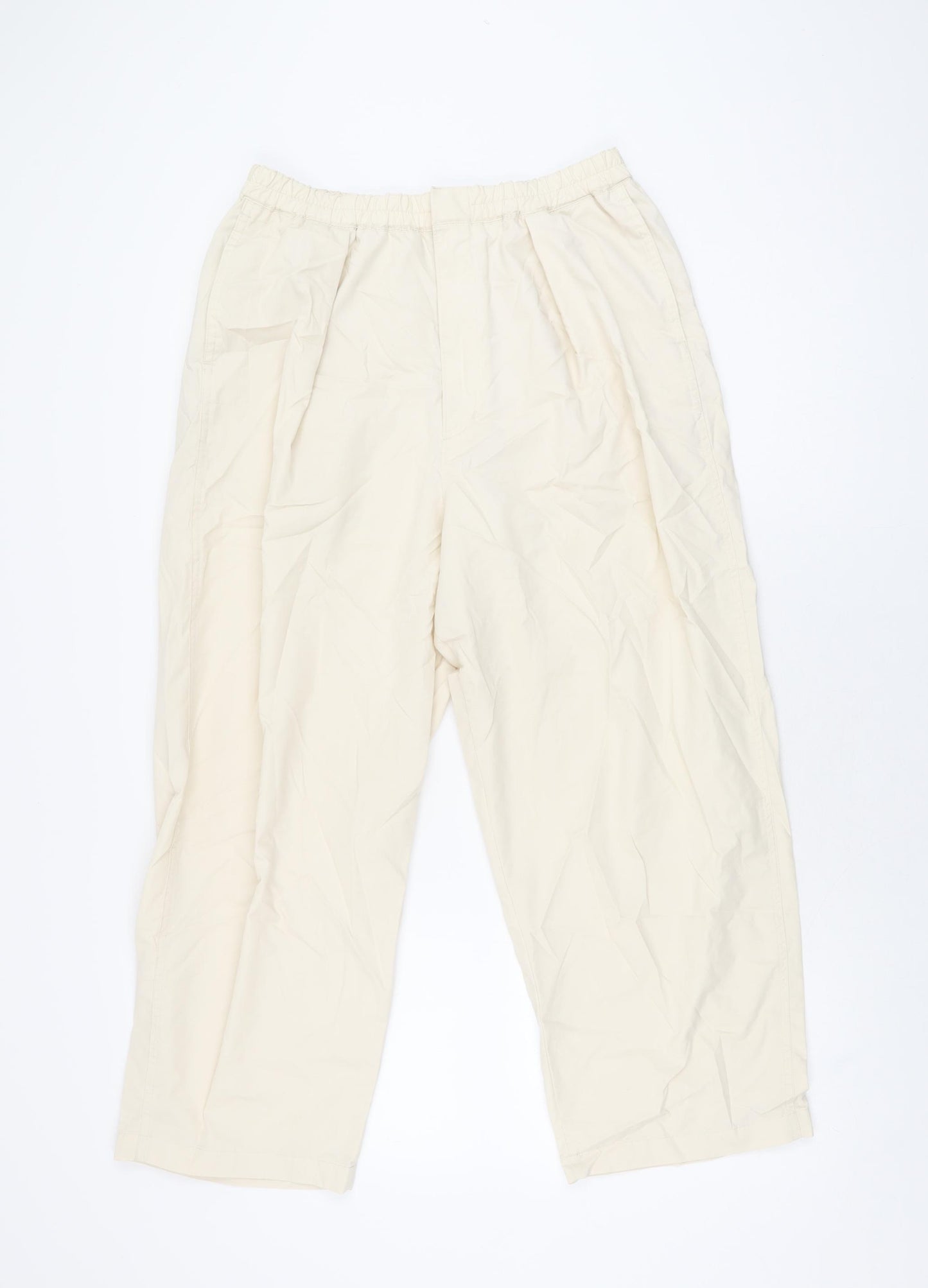 Uniqlo Womens Beige Cotton Trousers Size M L24 in Regular Zip