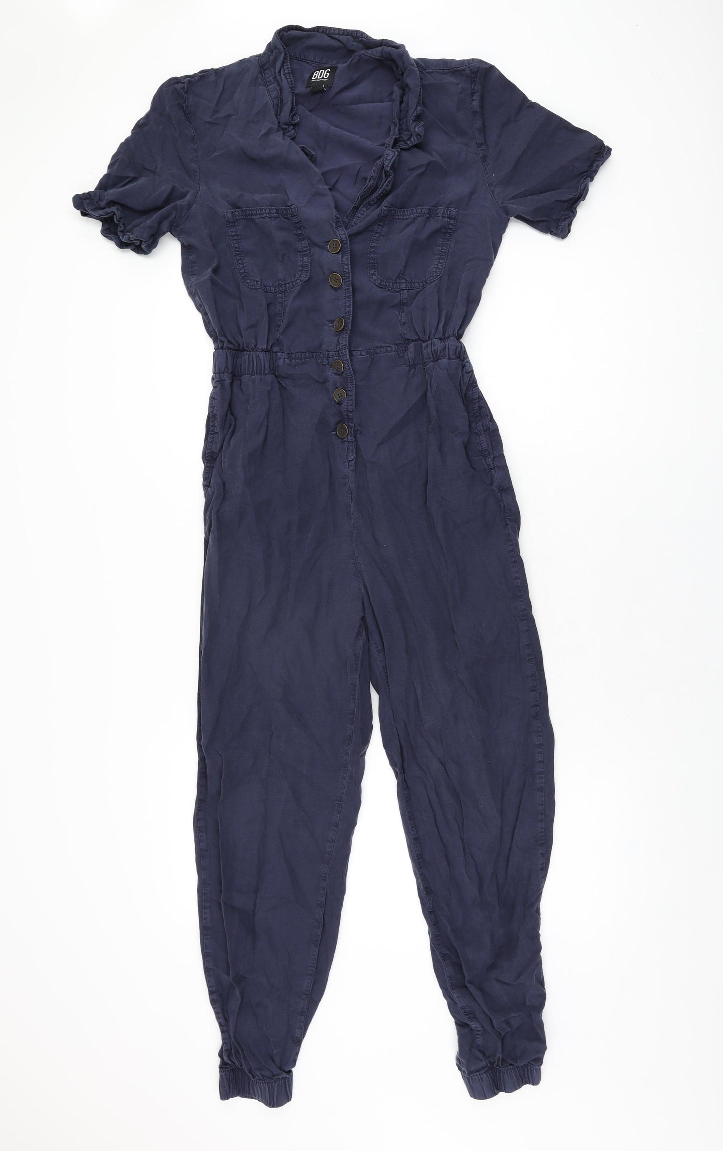 Urban Outfitters Womens Blue Polyester Jumpsuit One-Piece Size S L26 in Button