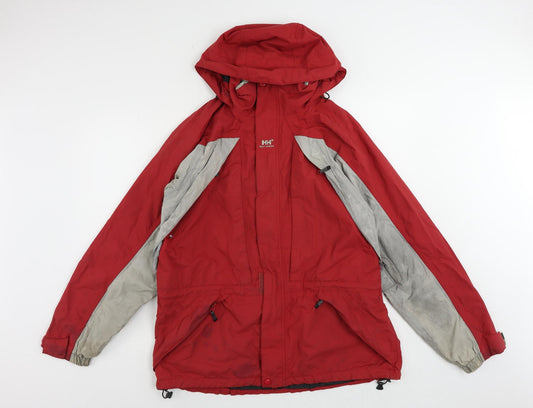 Helly Hansen Mens Red Windbreaker Jacket Size M Zip - Hooded Technical Water Resistant