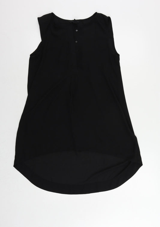 H&M Womens Black Polyester Basic Blouse Size 8 Round Neck