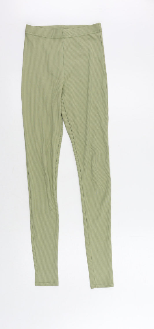 Topshop Womens Green Polyester Capri Leggings Size 8 L30 in - Elastic Waist