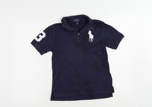 Polo Ralph Lauren Womens Blue Cotton Basic Polo Size 8 Collared - Vintage Logo