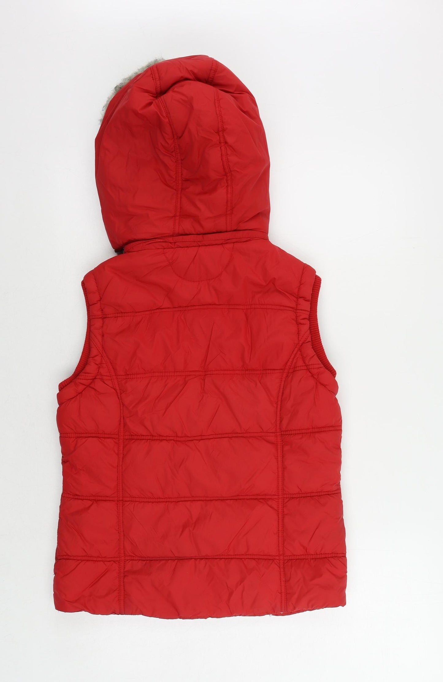 Paul's Boutique Womens Red Gilet Jacket Size S Zip - Faux Fur Trim