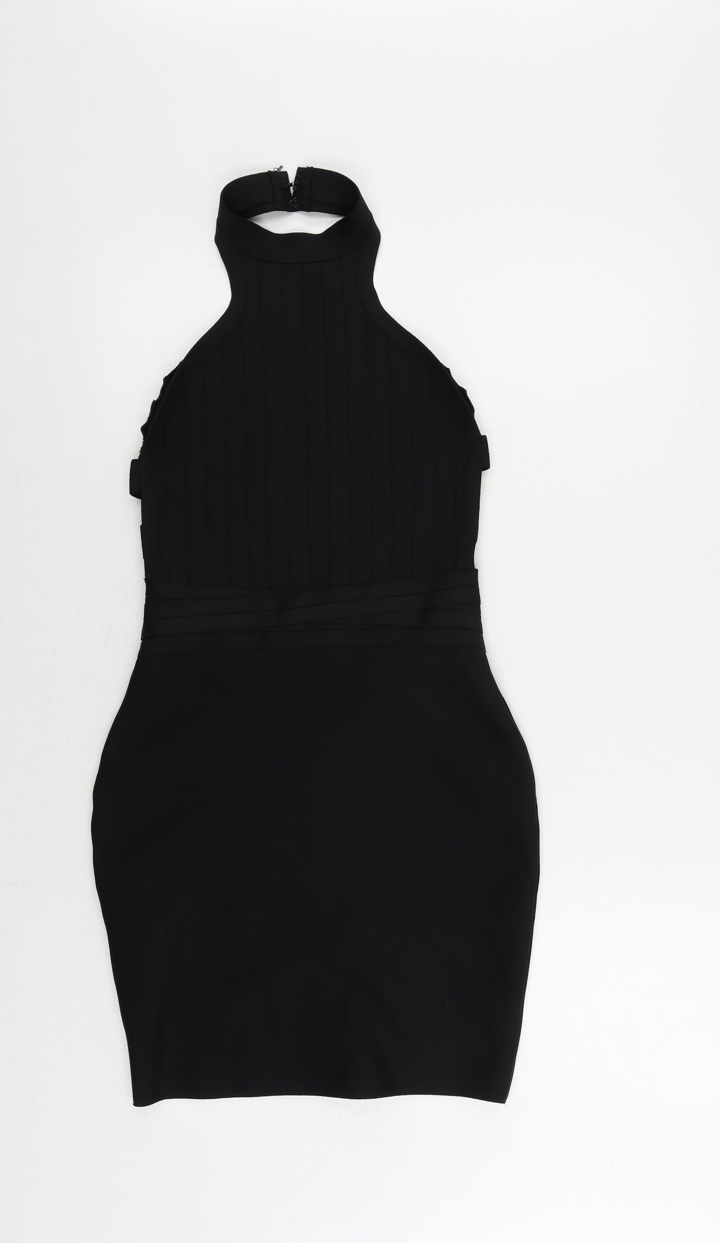 Boohoo Womens Black Polyester Bodycon Size 10 Halter Zip - Backless