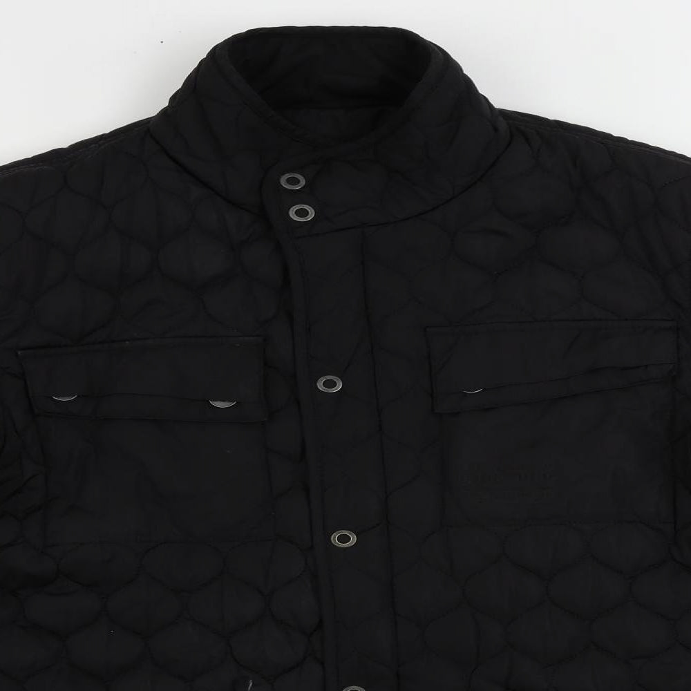 Firetrap Mens Black Quilted Jacket Size L Zip - Vintage Logo