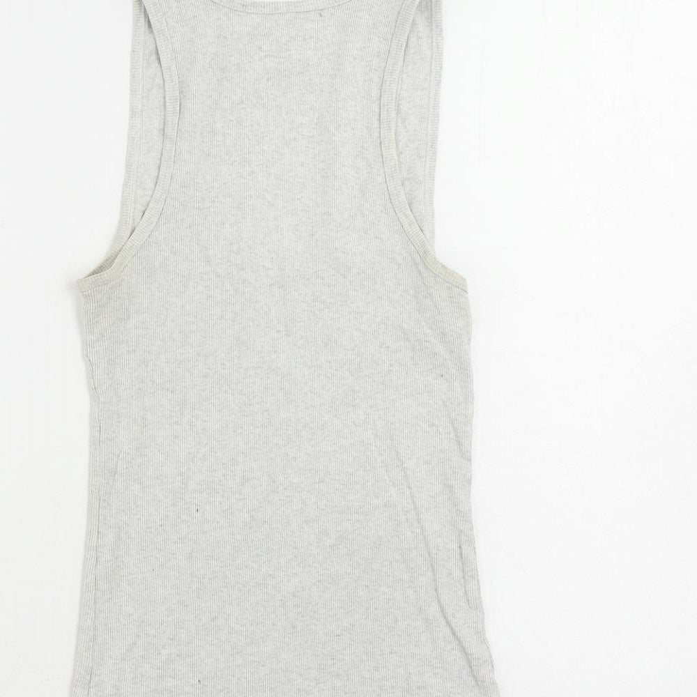 Calvin Klein Womens Grey Cotton Basic Tank Size M Scoop Neck - Ribbed