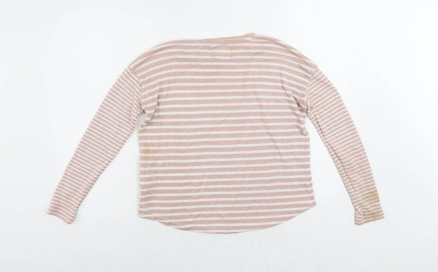 Superdry Womens Pink Round Neck Striped Viscose Pullover Jumper Size XS - Vintage Logo