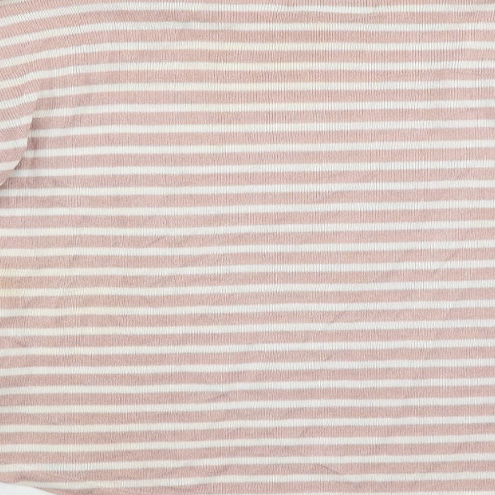 Superdry Womens Pink Round Neck Striped Viscose Pullover Jumper Size XS - Vintage Logo