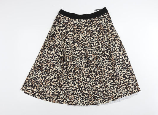 NEXT Womens Brown Animal Print Polyester Flare Skirt Size 14 - Elastic Waist