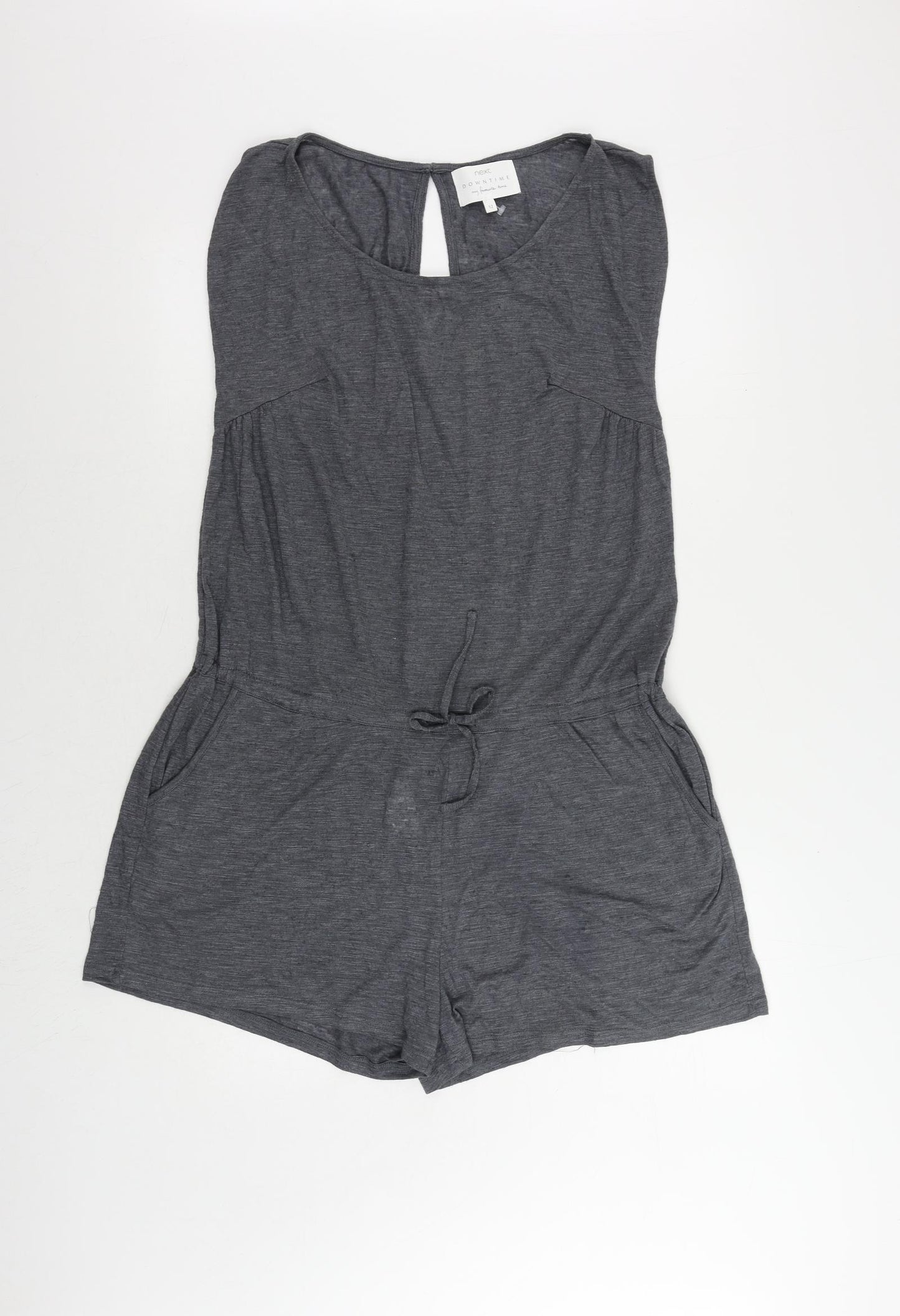 NEXT Womens Grey Polyester Playsuit One-Piece Size 12 Button - Adjustable Waist