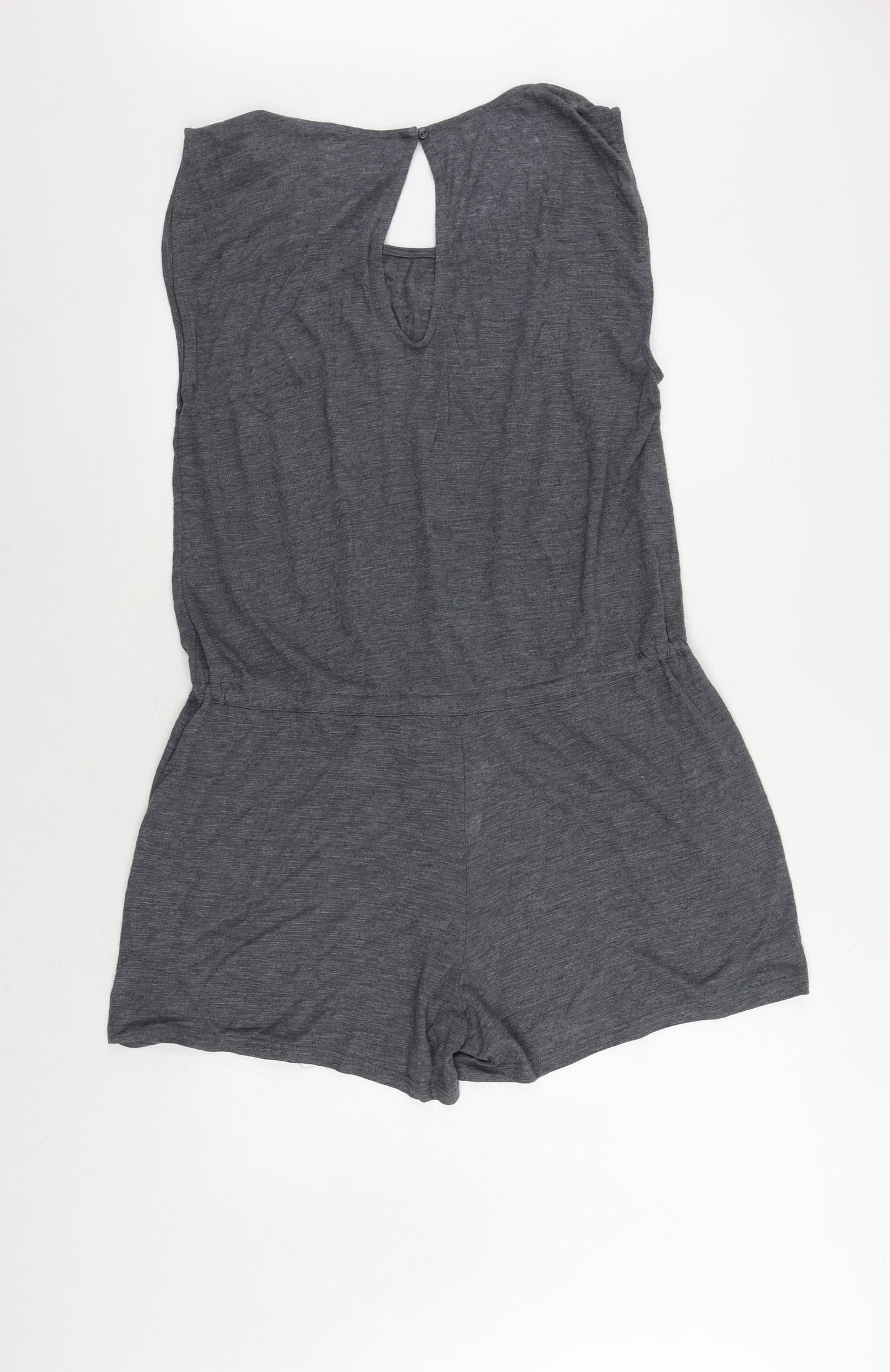 NEXT Womens Grey Polyester Playsuit One-Piece Size 12 Button - Adjustable Waist