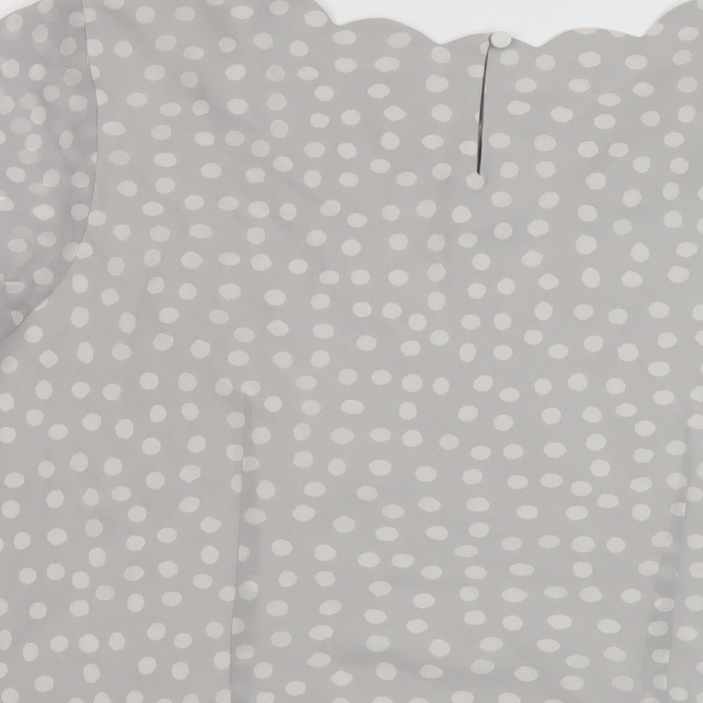 Jacques Vert Womens Grey Polka Dot Polyester Basic Blouse Size 16 Round Neck