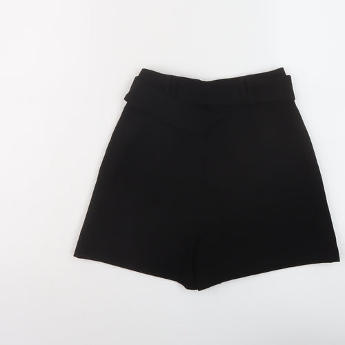 Stradivarius Womens Black Polyester Paperbag Shorts Size 6 L3 in Regular Zip