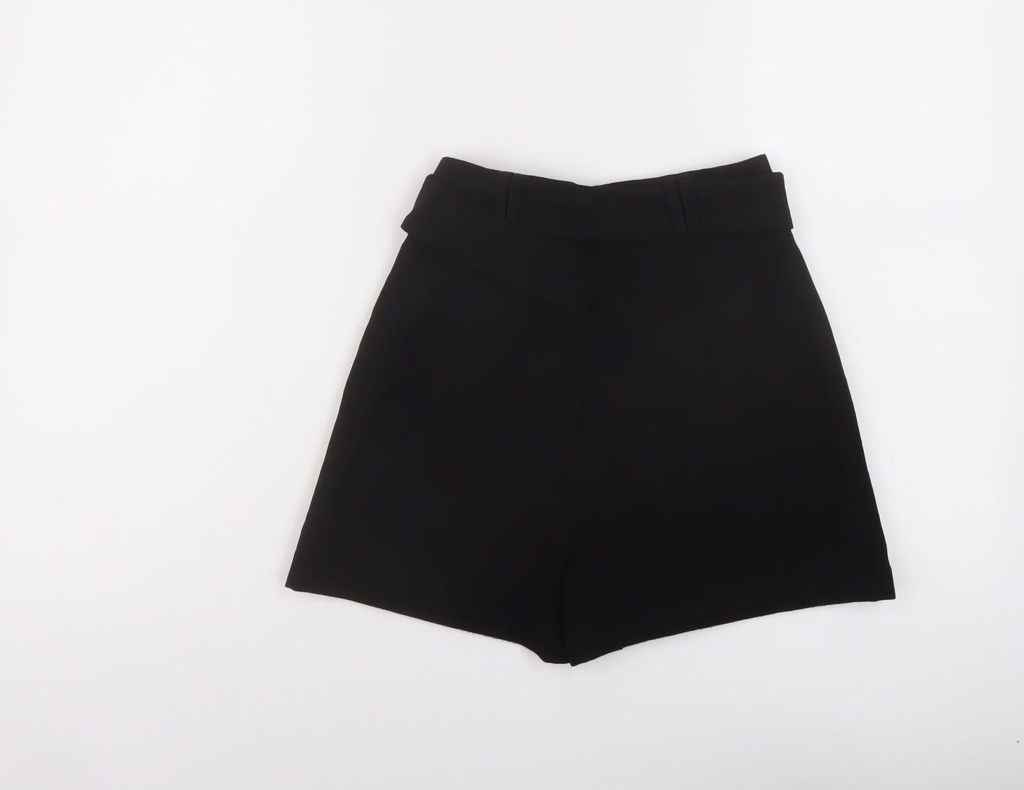 Stradivarius Womens Black Polyester Paperbag Shorts Size 6 L3 in Regular Zip