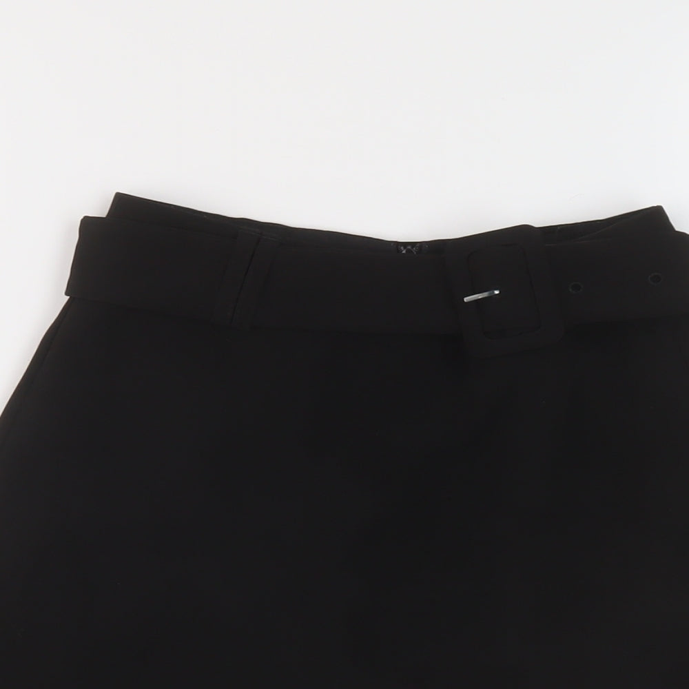 Stradivarius Womens Black Polyester Paperbag Shorts Size 6 L3 in Regular Zip