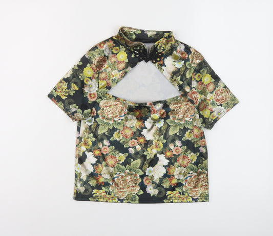 Urban Outfitters Womens Multicoloured Floral Polyester Basic Blouse Size S Mock Neck