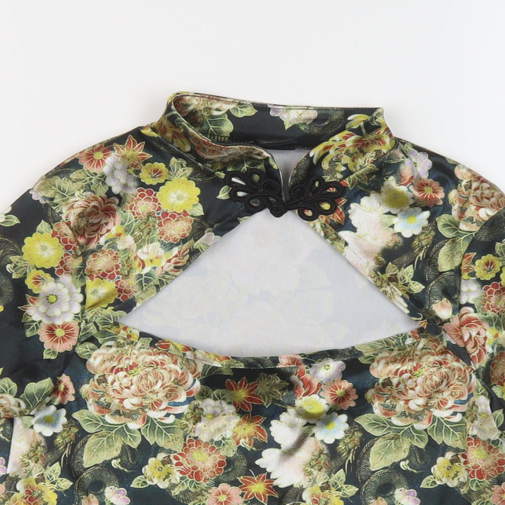 Urban Outfitters Womens Multicoloured Floral Polyester Basic Blouse Size S Mock Neck