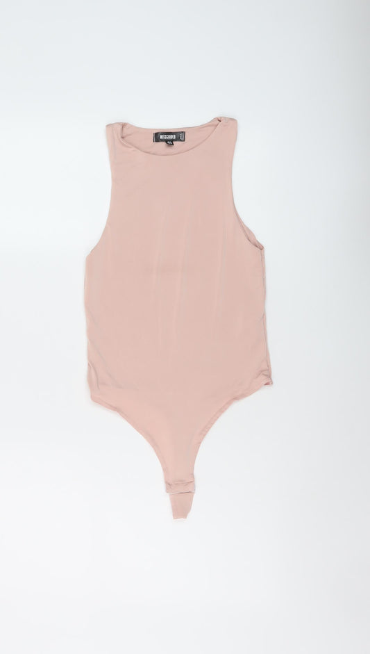 Missguided Womens Pink Polyester Bodysuit One-Piece Size 8 Snap