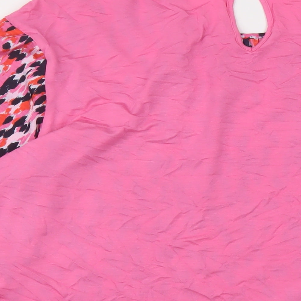 Marks and Spencer Womens Pink Animal Print Polyester Basic Blouse Size 10 Round Neck