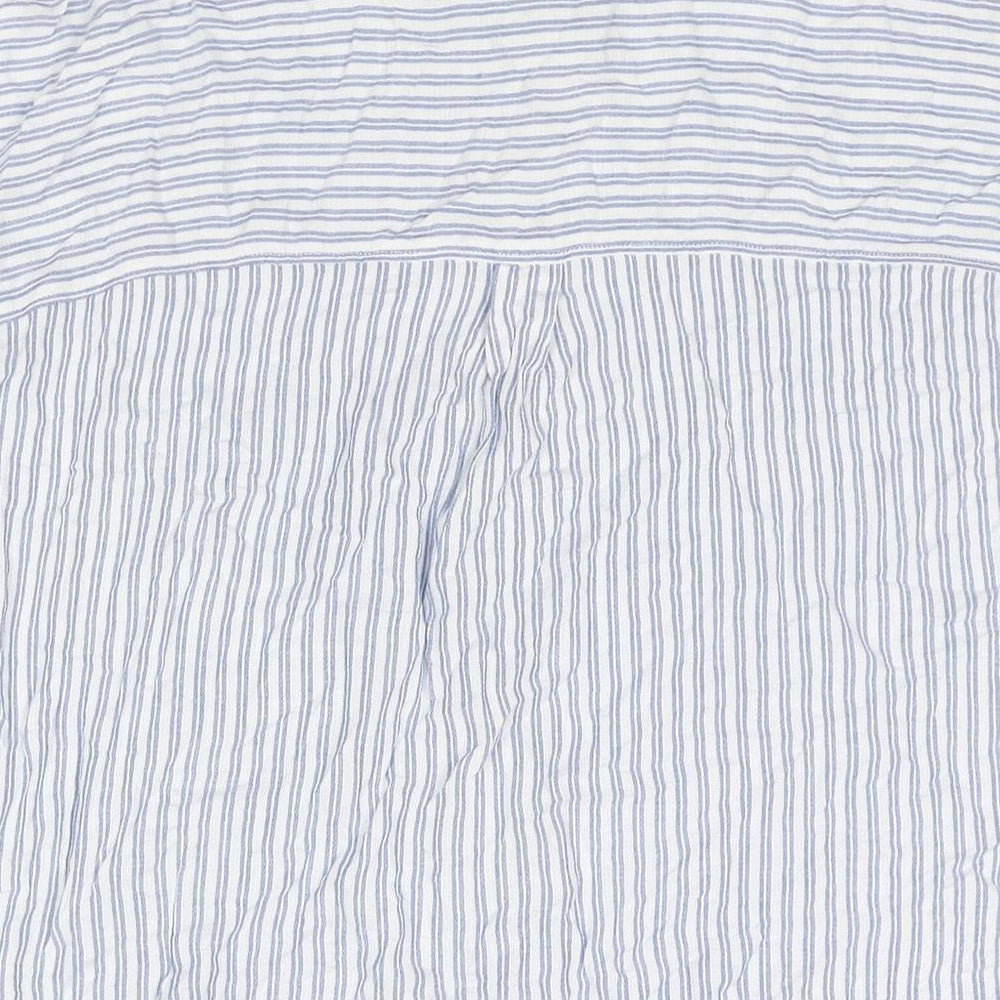 New Look Womens Blue Striped Viscose Basic Blouse Size 14 Collared