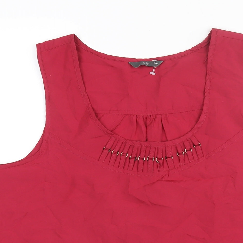 BHS Womens Red Polyester Camisole Blouse Size 14 Scoop Neck