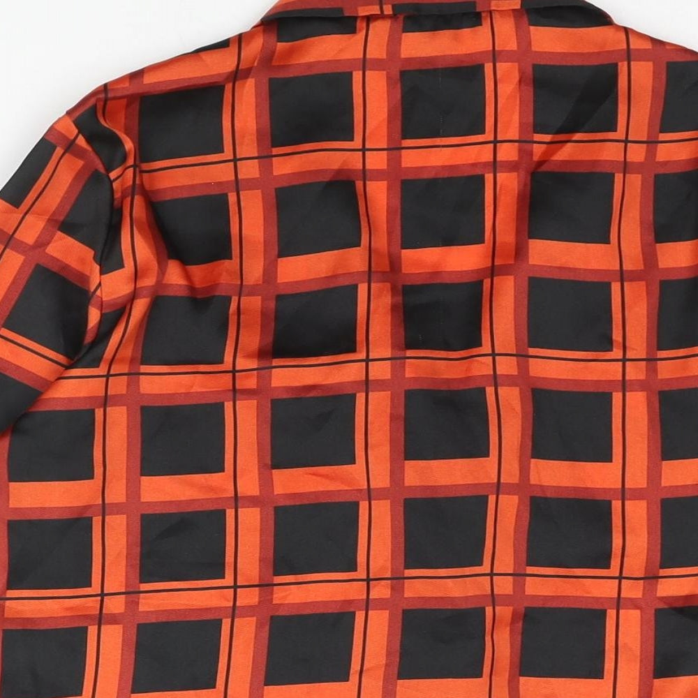 New Look Womens Red Check Polyester Basic Blouse Size 8 Collared