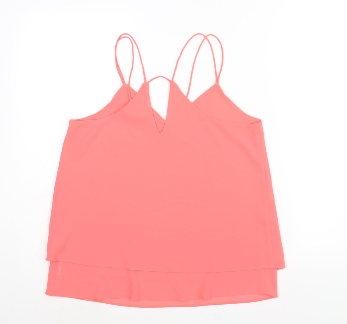 New Look Womens Pink Polyester Camisole Blouse Size 10 V-Neck - Neon