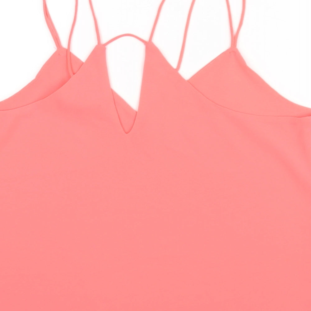 New Look Womens Pink Polyester Camisole Blouse Size 10 V-Neck - Neon