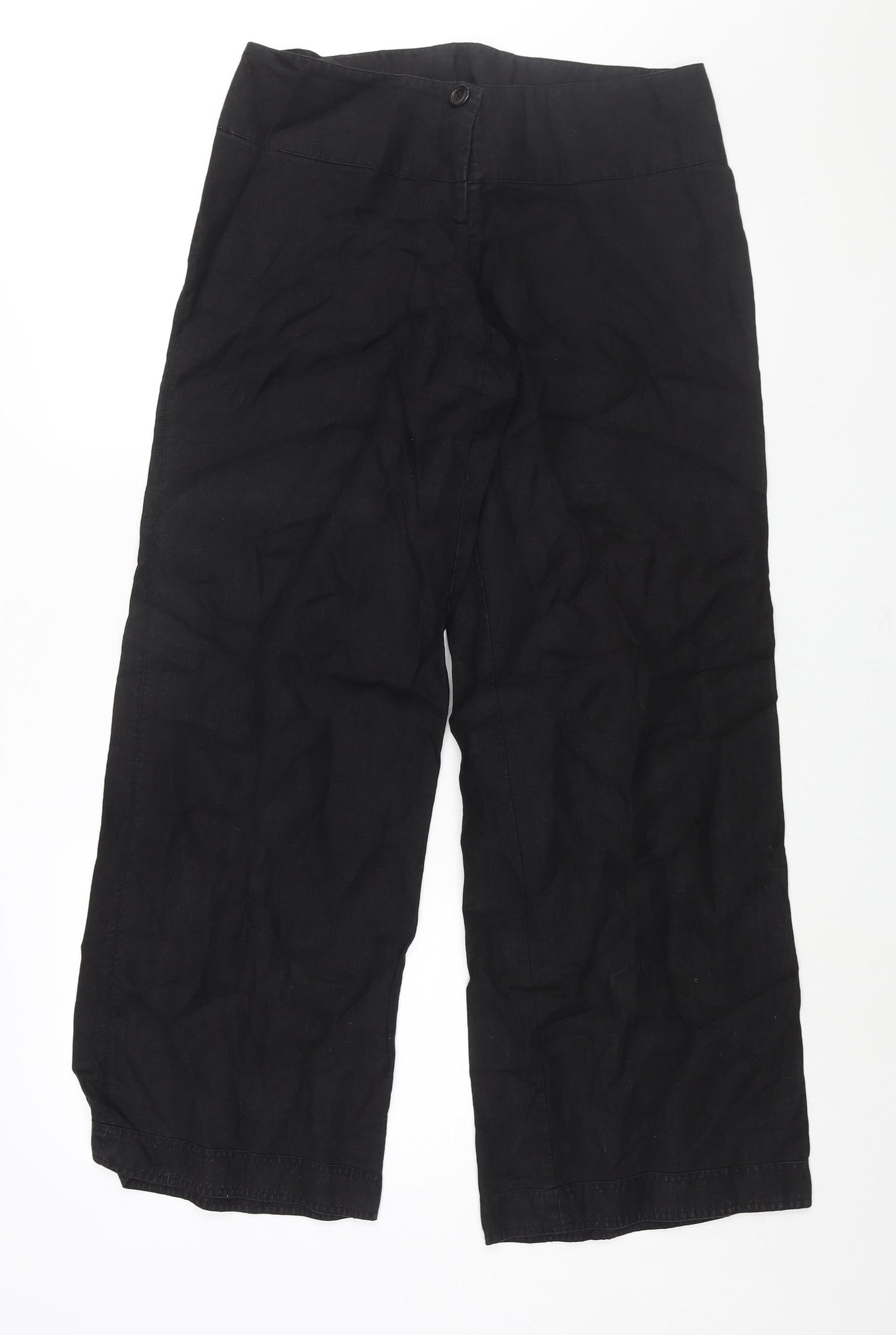 Divided by H&M Womens Black Linen Trousers Size 10 L31 in Regular Zip