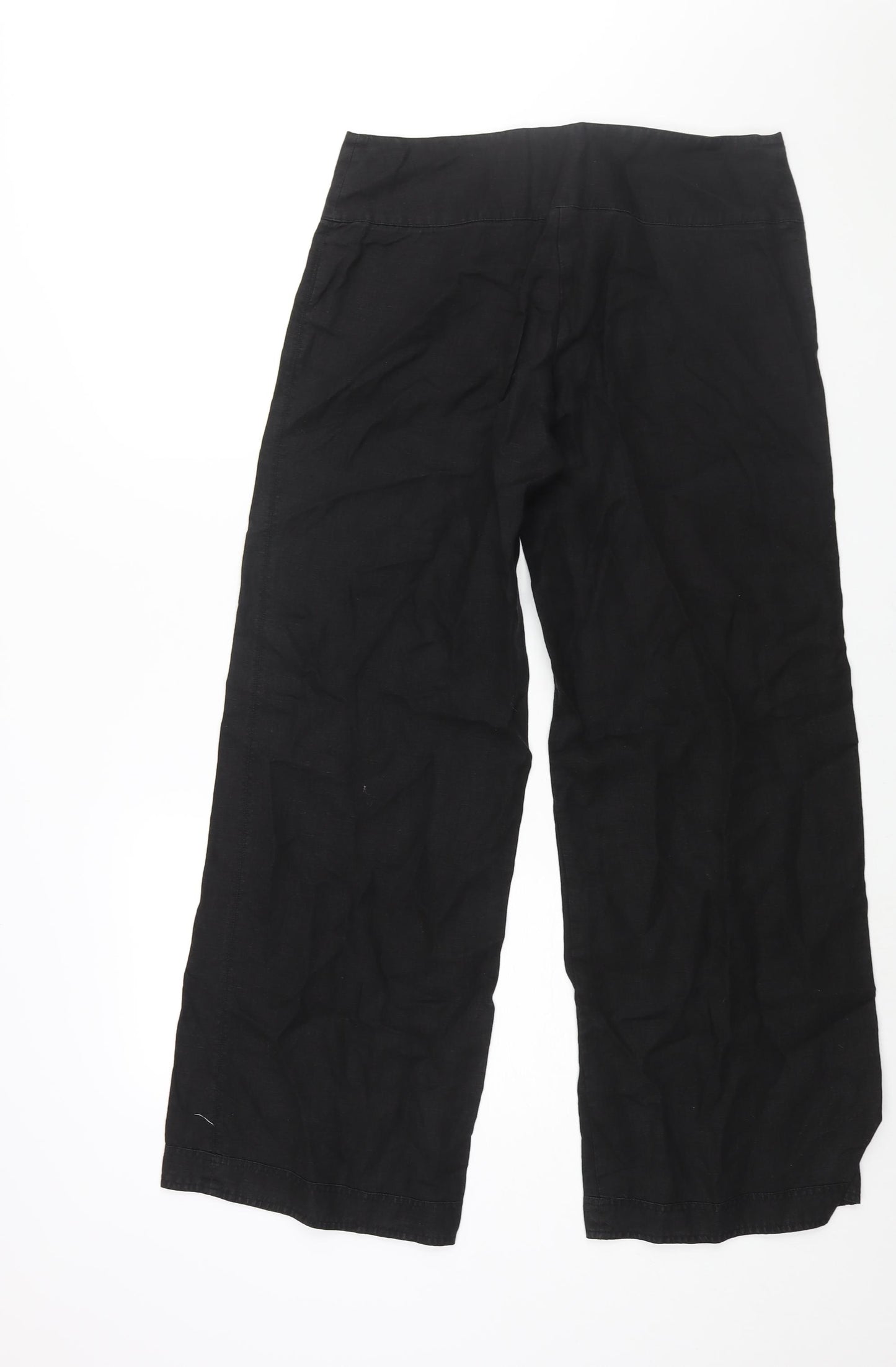 Divided by H&M Womens Black Linen Trousers Size 10 L31 in Regular Zip