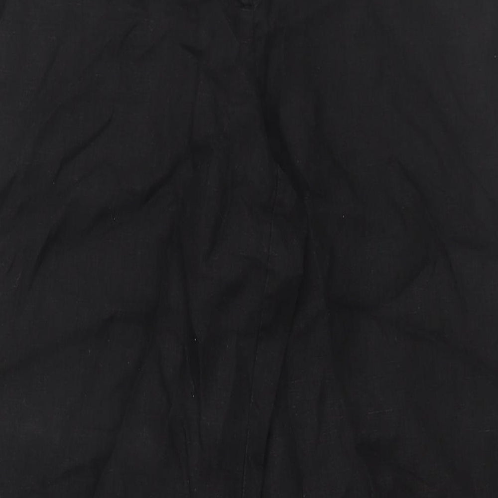 Divided by H&M Womens Black Linen Trousers Size 10 L31 in Regular Zip