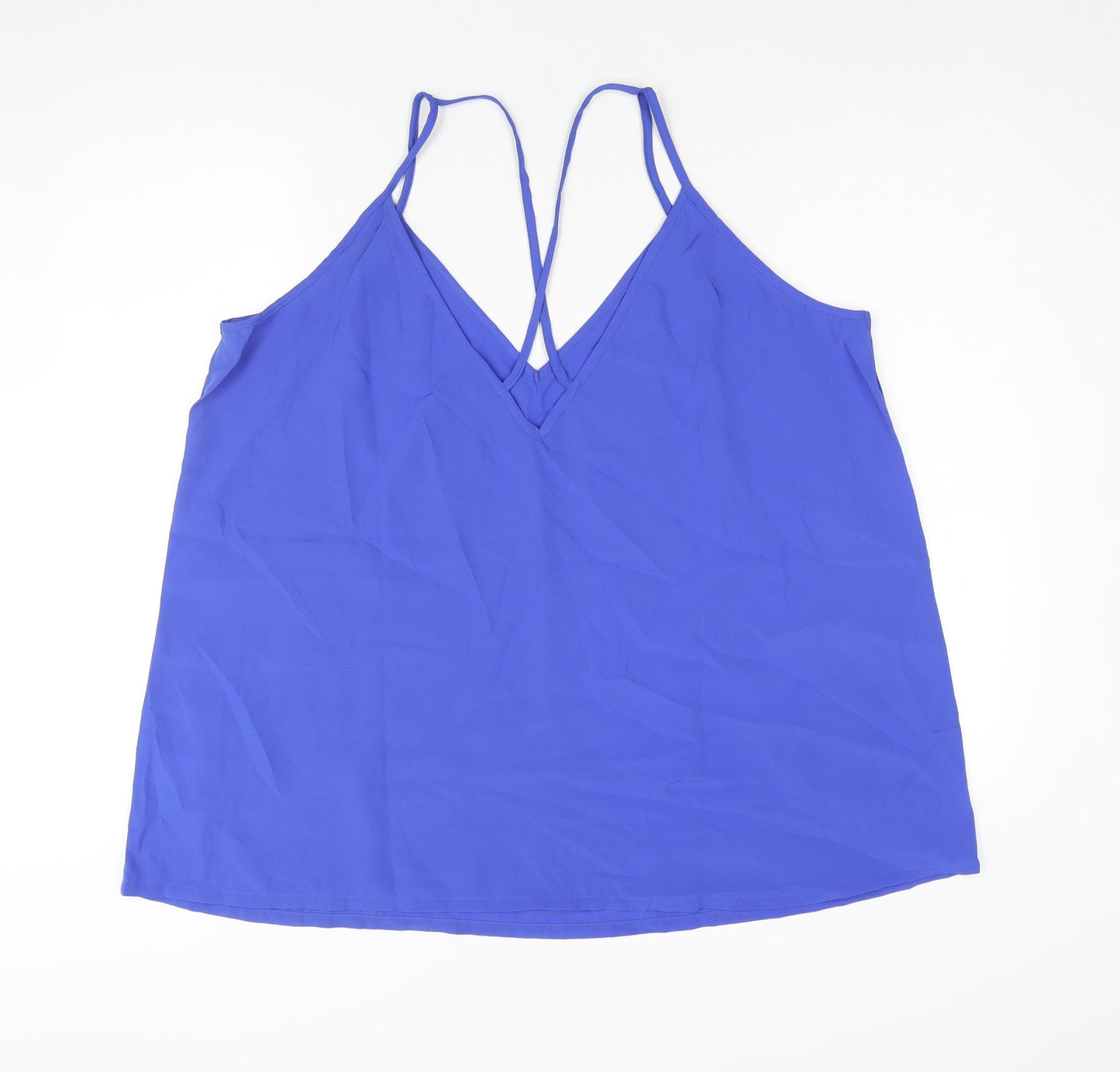 BeYou Womens Blue Polyester Camisole Blouse Size 16 V-Neck - Size 16-18