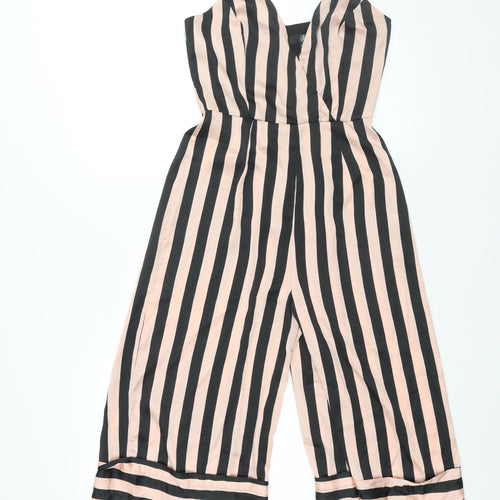 Missgudied Womens Pink Striped Polyester Jumpsuit One-Piece Size 6 L15 in Zip