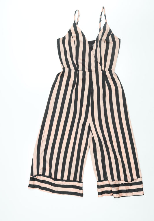 Missgudied Womens Pink Striped Polyester Jumpsuit One-Piece Size 6 L15 in Zip