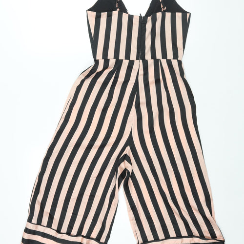 Missgudied Womens Pink Striped Polyester Jumpsuit One-Piece Size 6 L15 in Zip