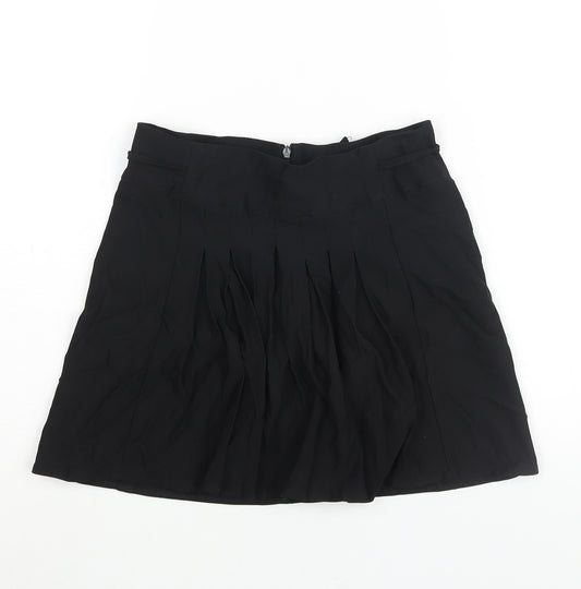 Daisy Street Womens Black Viscose A-Line Skirt Size 6 Zip - Pleat Detail