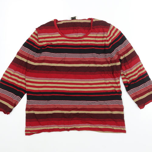 Viyella Womens Red Round Neck Striped Viscose Pullover Jumper Size L