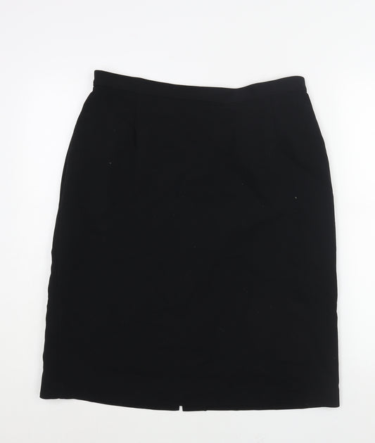 St Michael Womens Black Polyester Straight & Pencil Skirt Size 18 Zip