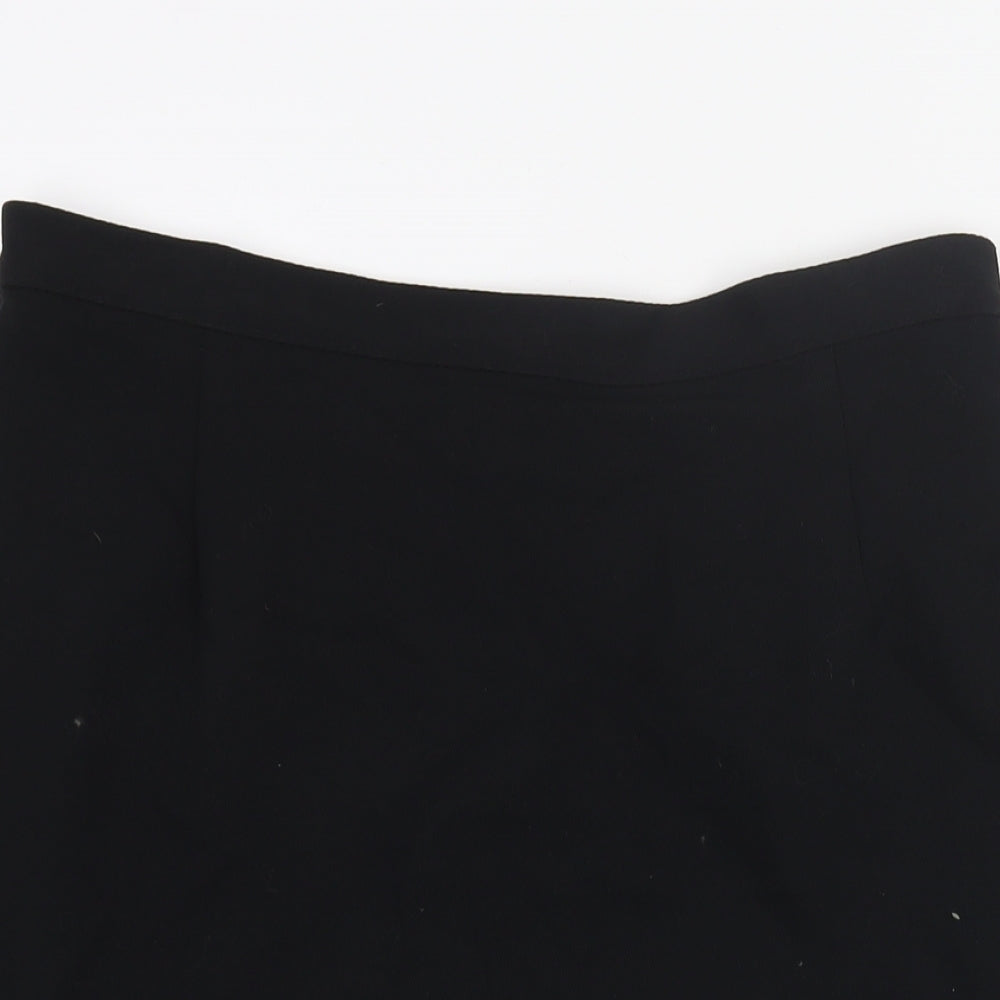 St Michael Womens Black Polyester Straight & Pencil Skirt Size 18 Zip