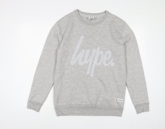 Hype Mens Grey Cotton Pullover Sweatshirt Size M - Embroidered